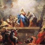 Mary and the Apostles gathered at Pentecost